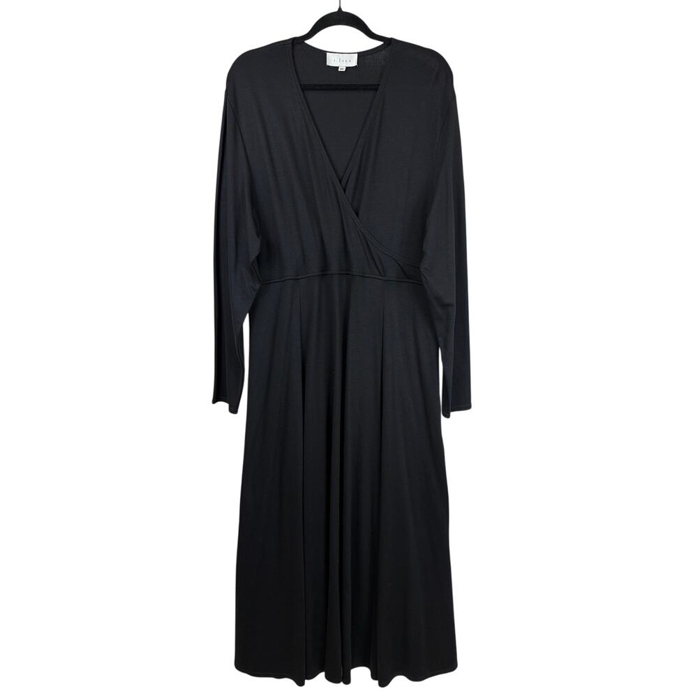 NWT J Jill Black 3 4 Sleeve Deep V Neck Rayon Blend Maxi Dress Size 3X USA